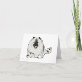 Cartão Keeshond com filhotes de cachorro