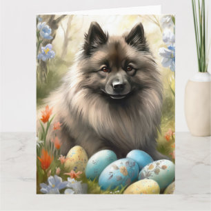 Cartão Keeshond com Ovos de Páscoa