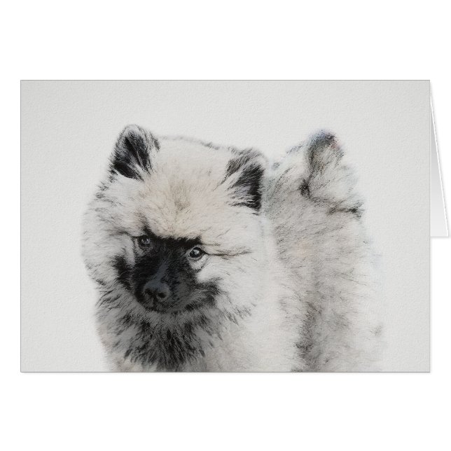 Cartão Keeshond Puppy Drapy - Arte Cachorro Original Boni (Frente Horizontal)