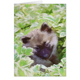 Cartão Keeshond Puppy na Pintura Original