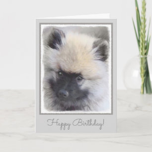 Cartão Keeshond Puppy Painting - Arte de Cachorro Origina