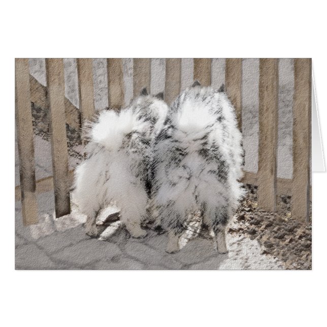 Cartão Keeshonds na Pintura de Portão - Arte de Cachorro  (Frente Horizontal)