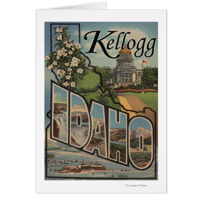 Cartão Kellogg, Idaho - Cenas com Letras Grandes (Frente)