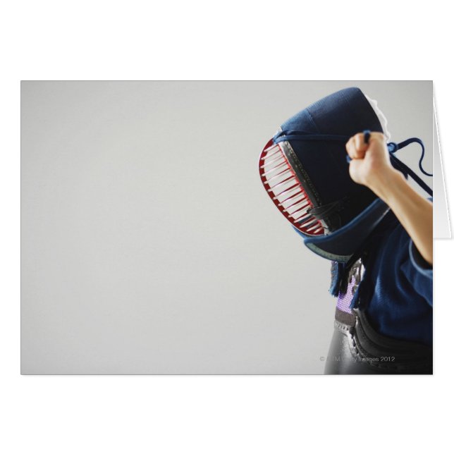 Cartão Kendo Fencer Fastening Mask (Frente Horizontal)