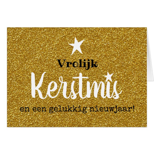 Cartão Kerstkaart glitter en glamour goud ster (Frente Horizontal)