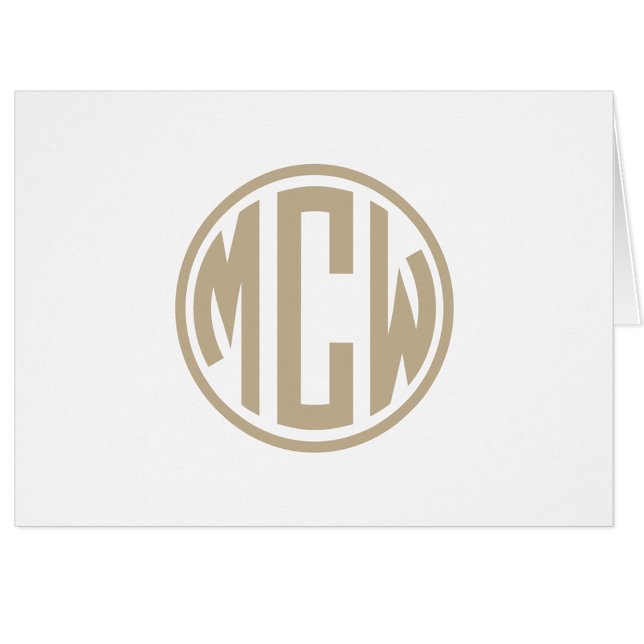 Cartão Khaki Preppy Circle Monograma Font DIY BG (Criador carregado)