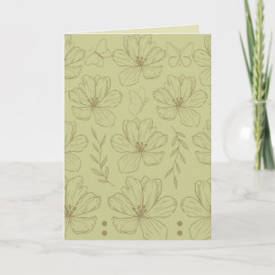 Cartão Khaki & Verde Sage Boho Floral