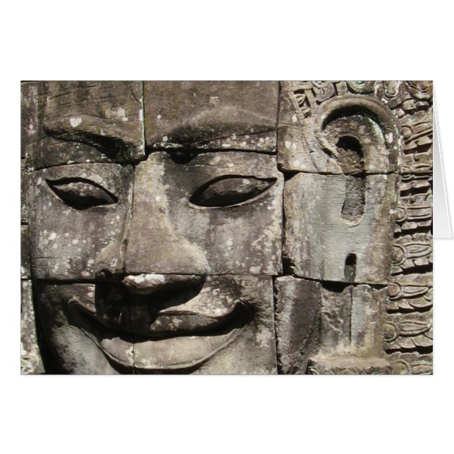 Cartão Khmer Stone Face ... Bayon Temple, placa para Camb (Frente Horizontal)