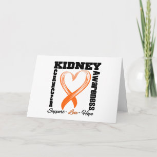 Cartão Kidney Cancer Awareness Brushed Heart Ribbon v1