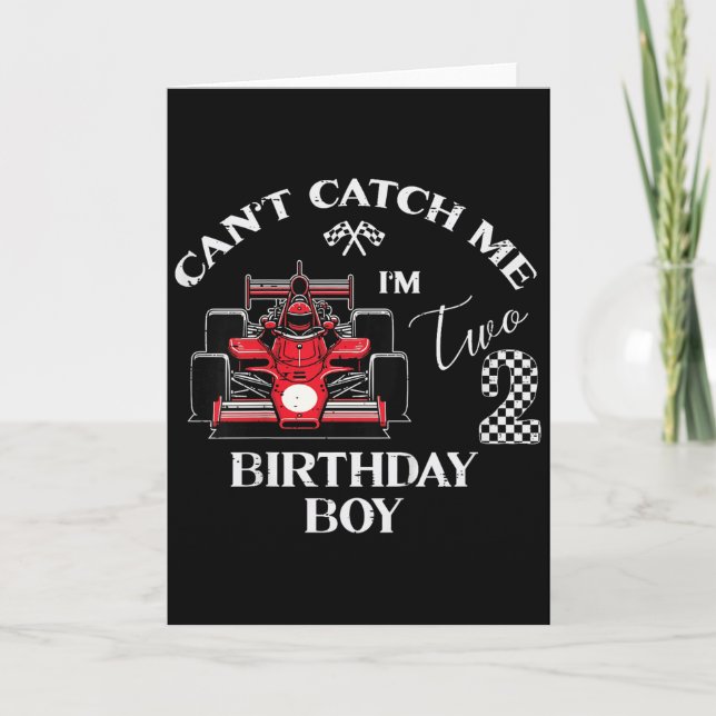 Cartão Kids 2nd Birthday Race Car Bday Boy Cant Catch Me  (Frente)