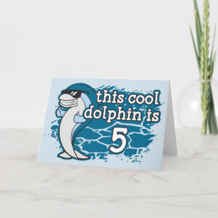 Cartão Kid's 5th Birthday This Cool Dolphin is Five