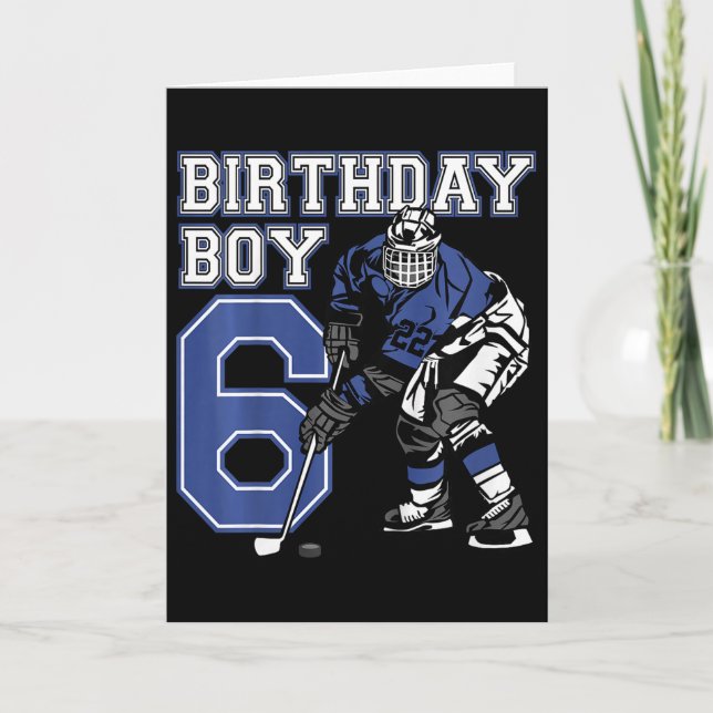 Cartão Kids 6 Year Old Ice Hockey Themed Birthday Party 6 (Frente)