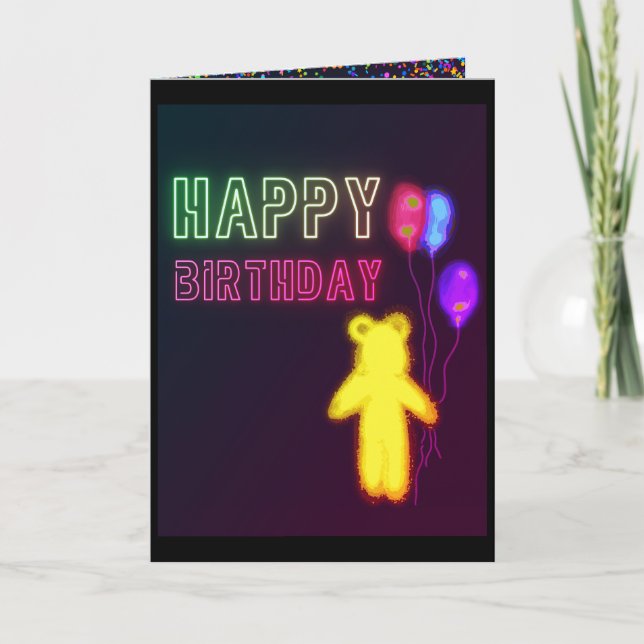 Cartão Kids Birthday Card Happy Birthday Bear Baloons (Frente)