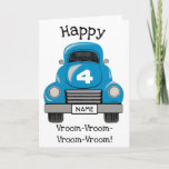 Cartão Kids Blue Truck Personalize Name, Birthday Card<br><div class="desc">Cartão de saudação de caminhão pintado à mãoPersonalize a mensagem no cartão. E edite o Número no Capuz,  e o nome no prato.
Veja meu compro para combinar itens de presentes.</div>