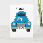 Cartão Kids Blue Truck Personalize Name, Birthday Card<br><div class="desc">Cartão de saudação de caminhão pintado à mãoPersonalize a mensagem no cartão. E edite o Número no Capuz,  e o nome no prato.
Veja meu compro para combinar itens de presentes.</div>