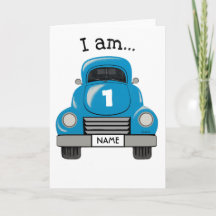 Kids Blue Truck Personalize Name, Birthday Card