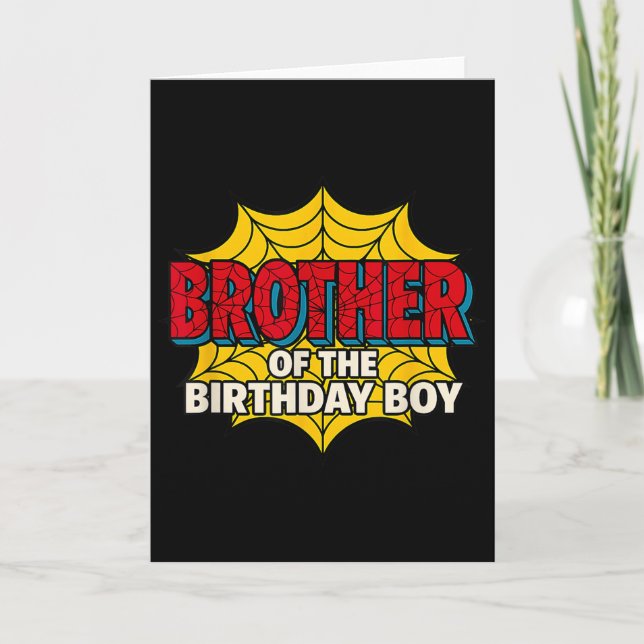 Cartão Kids Brother Of The Birthday Boy Spider Theme Part (Frente)
