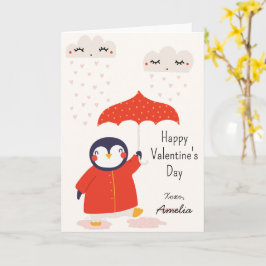Cartão Kids Classroom Cute Penguin Valentine's Day