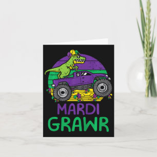 Cartão Kids Dino Monster Truck Mardi Grawr Mardi Gras Tod