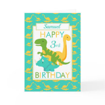 Kids Dinossauro aniversário de 3 anos Azul