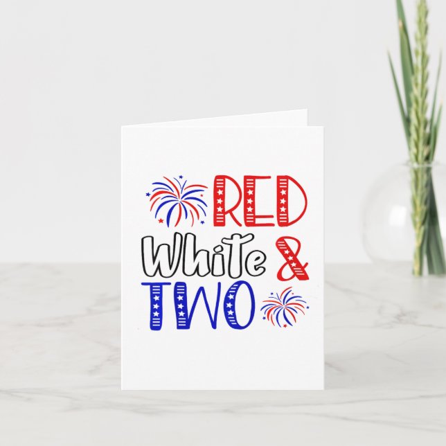 Cartão Kids Red White E Dois segundo aniversário 4 De Jul (Frente)