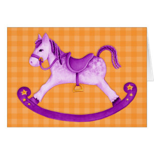 Cartão Kids Rocking cavalo art card laranja roxo