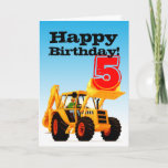 Cartão Kids Yellow Digger 5 Birthday<br><div class="desc">Saudações Yellow Digger Personalizadas ou cartões de aniversário de 5 Feliz, adicione sua própria mensagem para o aniversário de cinco anos! Procurando um presente especial de aniversário de digger? Crianças adoram diggers, esses cartões de digger personalizados têm um grande escavador amarelo neles. Adicione seu próprio nome ou mensagem. Ideal para...</div>