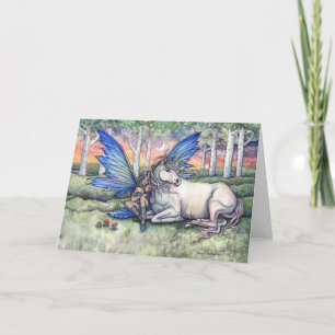 Cartão Kindred Fairy and Unicorn Fantasy Art Card