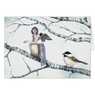 Cartão "Kindreds - Chickadee" pela arte de Deanna Bach