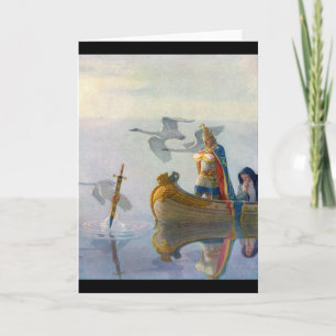 Cartão King Arthur & Excalibur, c. 1922 by N.C Wyeth