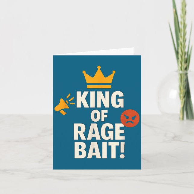 Cartão King Of Rage Bait Funny Internet Meme Gamer Quote  (Frente)
