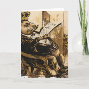 Cartão King Pig Lendo Seu Jornal