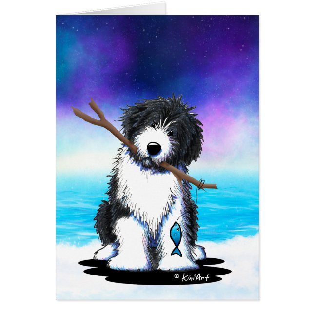 Cartão KiniArt Bearded Collie Fisheries (Frente)