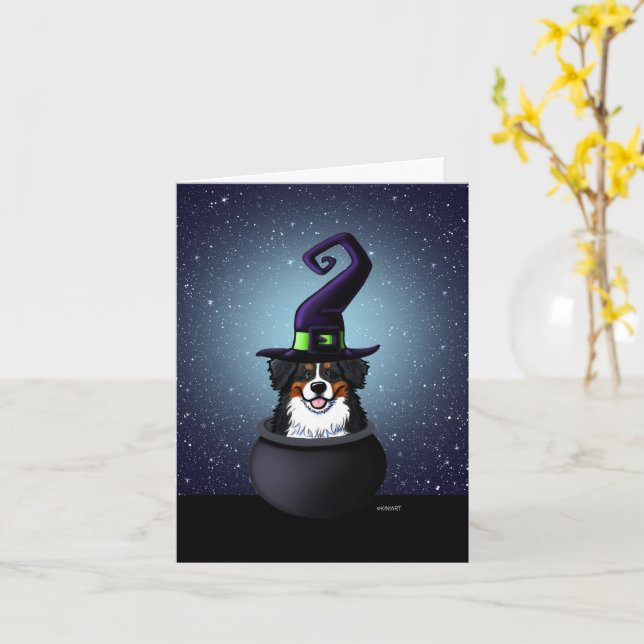 Cartão KiniArt Bernese Halloween (Flor Amarela)