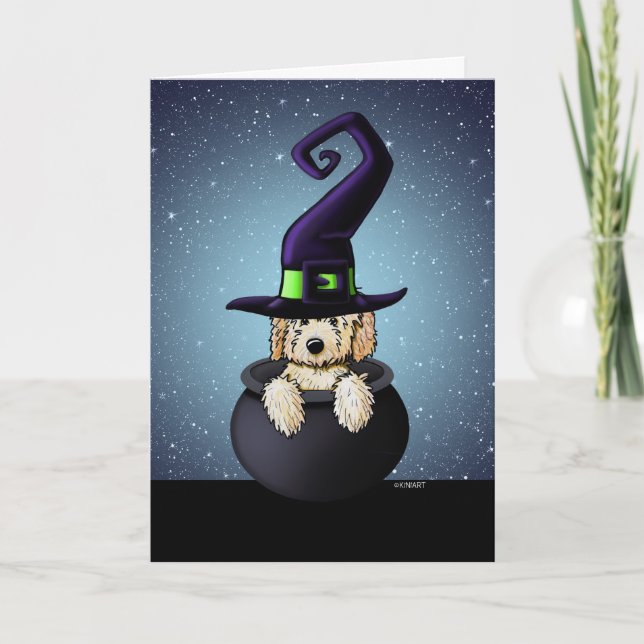 Cartão KiniArt Goldendoodle Halloween (Frente)