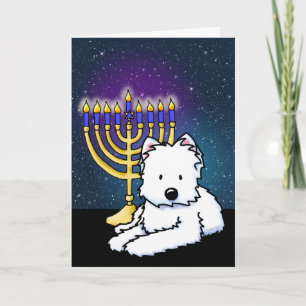 Cartão KiniArt Westie Hanukkah Menorah