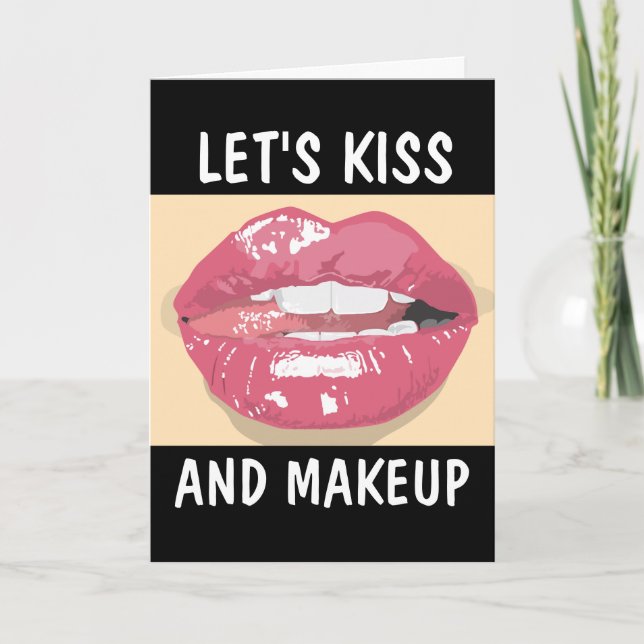 Cartão KISS DE vamos E PLACA DE MAKEUP PARA ELE (Frente)