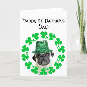 Cartão Kiss me i'm Irish pug greeting card