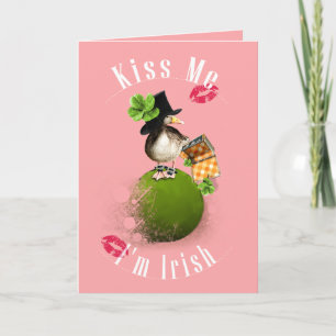 Cartão Kiss Me I'm Irish with Ducky Leprechaun