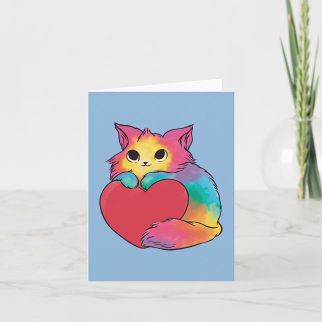 Cartão Kit de Amor de Gatinho Arco-Íris por Dentro (Frente)