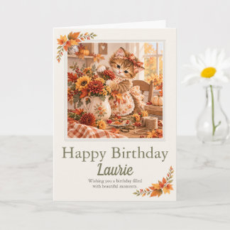 Cartão Kit de Aniversário Personalizado de Outono com Gat