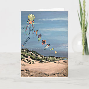 Cartão 'Kites na praia'