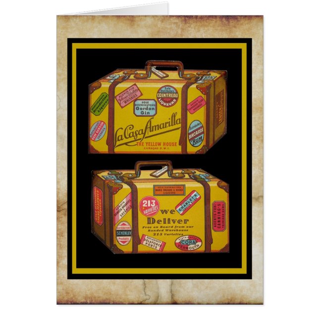 Cartão Kitschy, antigo design de menu de viagem! (Frente)