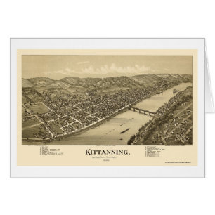 Cartão Kittanning, mapa panorâmico do PA - 1896