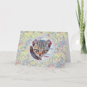 Cartão Kitten Face Vintage Style Art Note Card