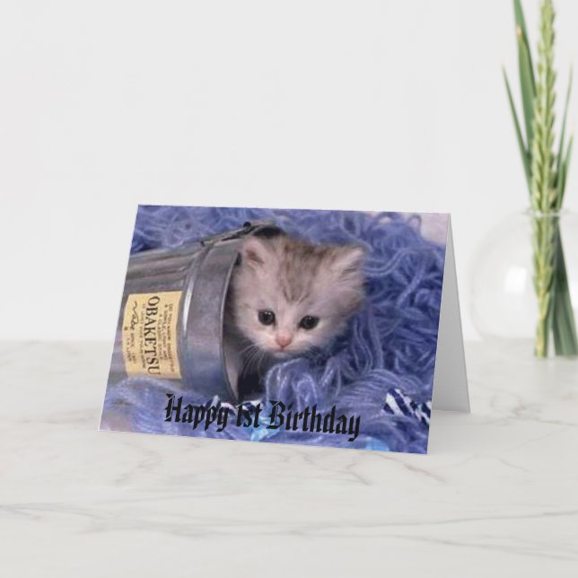 Cartão kitten Happy primeiro aniversario (Frente)