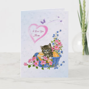 Cartão Kitten, heart - Mother's day Card
