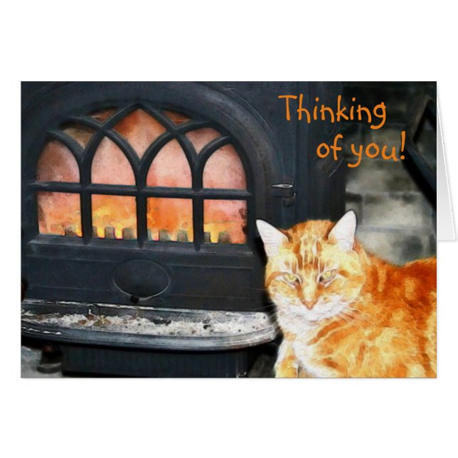 Cartão Kitty Cat Pensando Em Você (Frente Horizontal)