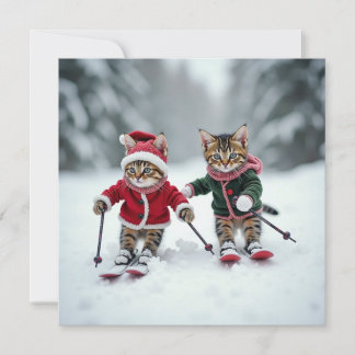 Cartão kitty catmas de esqui