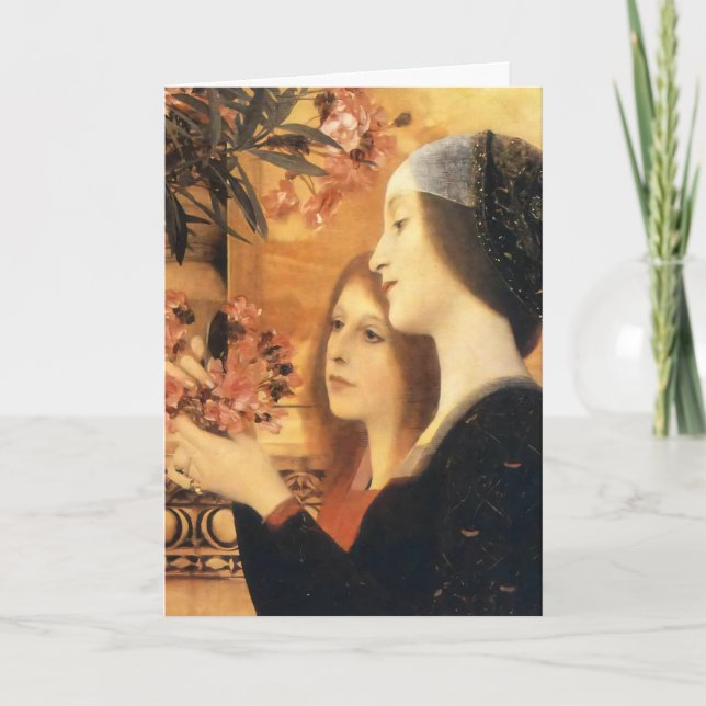 Cartão Klimt Duas Meninas com Oleandro Arte Nova (Frente)